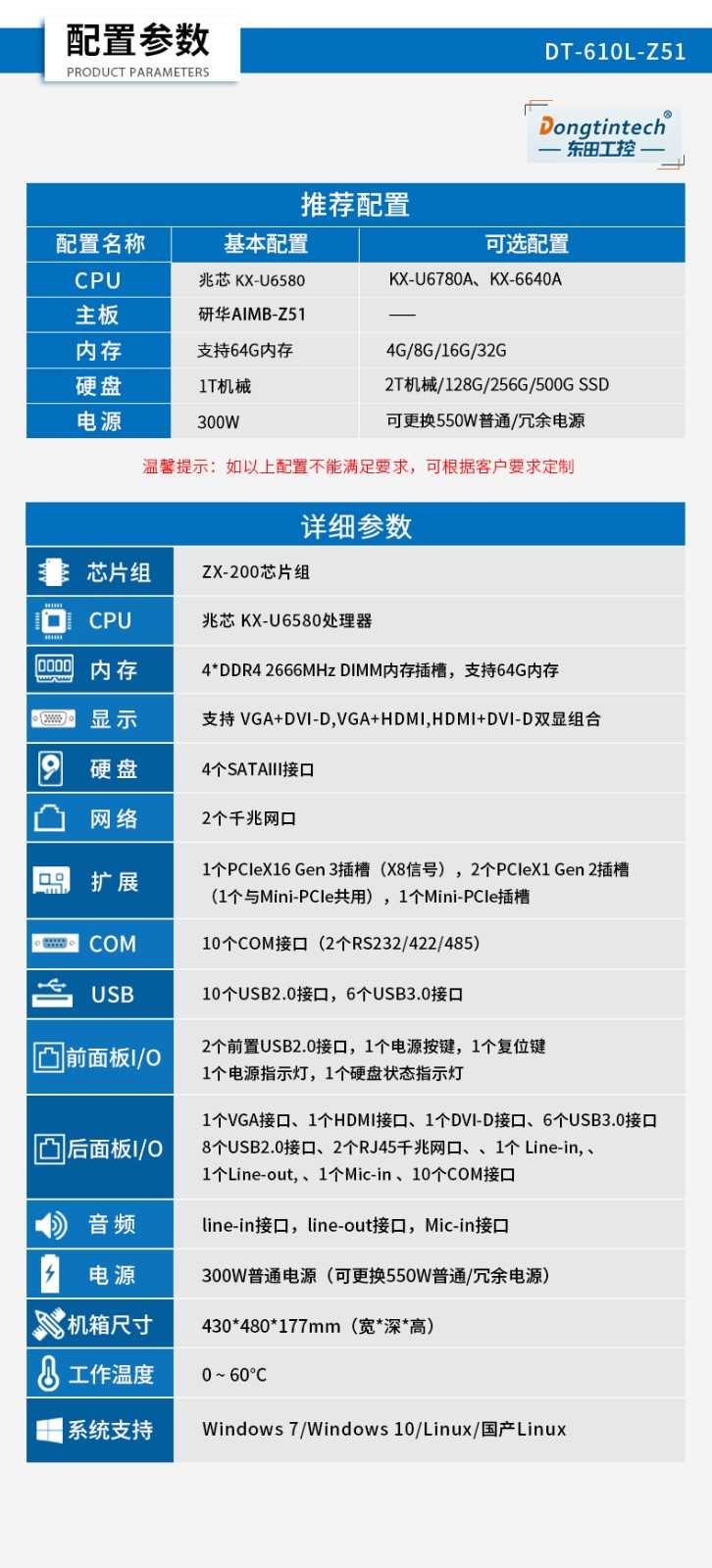 国产化工控电脑|兆芯处理器主机|DT-610L-Z51