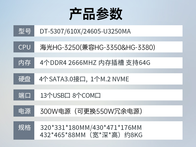 国内工控机厂家|海光CPU芯片工业电脑|DT-5307-U3250MA