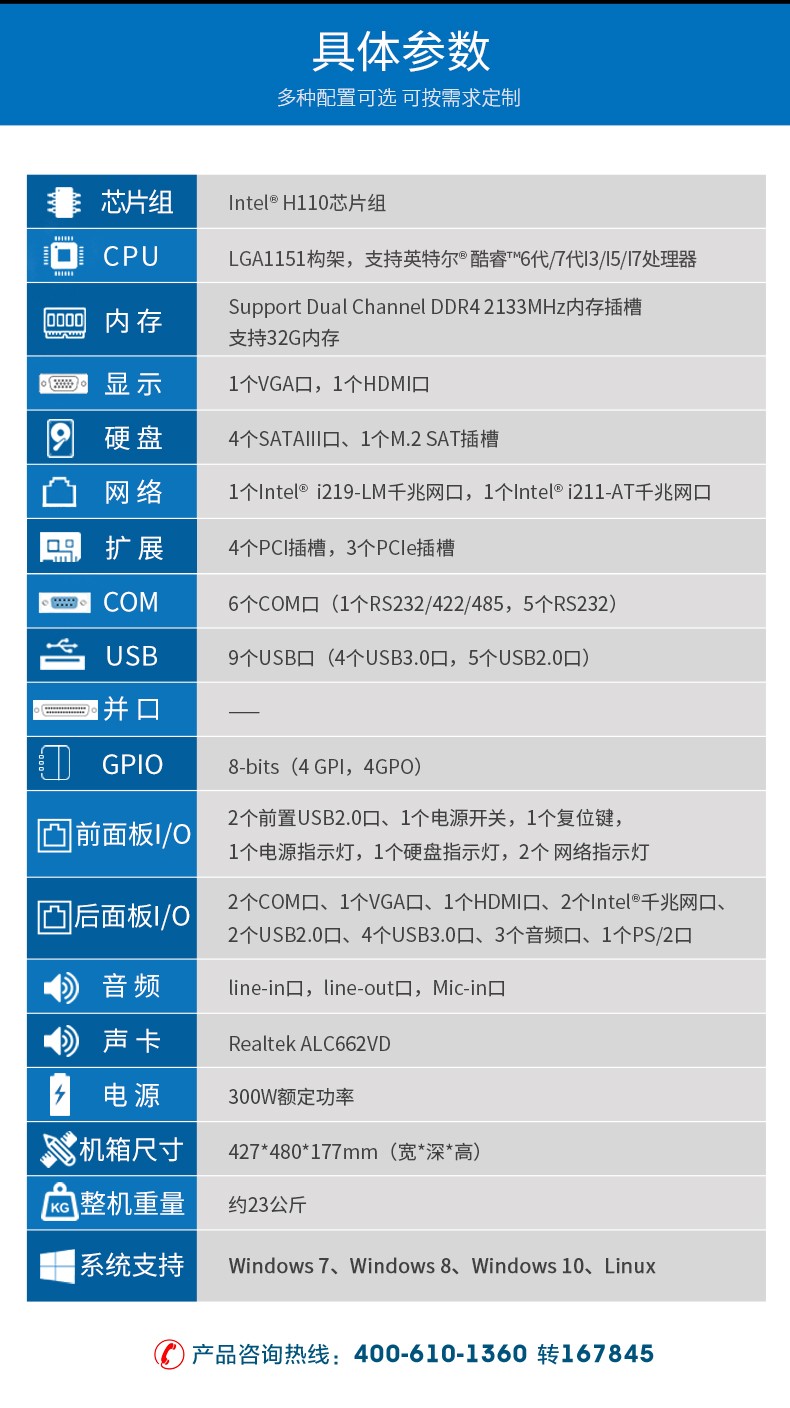 酷睿6代上海工控机,4个PCI插槽,6个DB9串口,视频分析主机方案.jpg