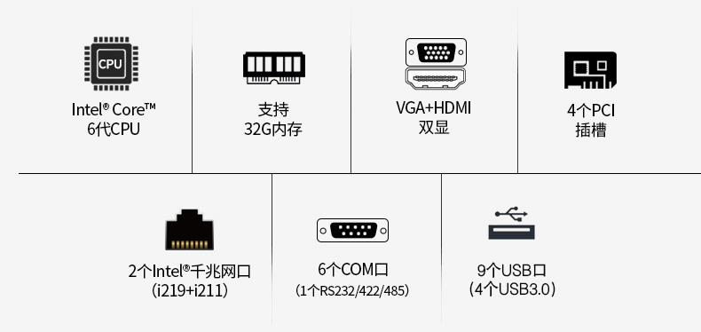 酷睿6代上海工控机,4个PCI插槽,6个DB9串口,视频分析主机方案.jpg